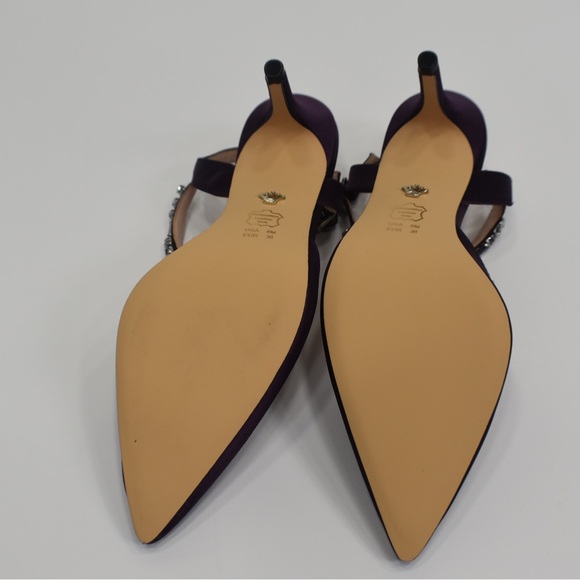 Purple Satin Crystal Pointy-Toe Mid-Heel Dress Pump Sz 6M Nina Tonya - Picture 7 of 13